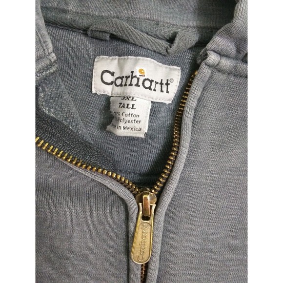 Carhartt Men's 3XL Tall Full Zip Gray  Hoodie Jacket Sweater Distressed XXXL - Picture 2 of 12